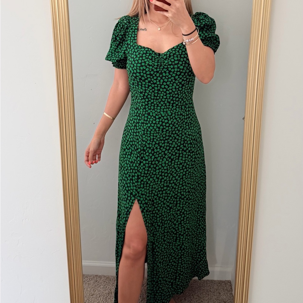 H&M | Green Ditzy Floral Dress